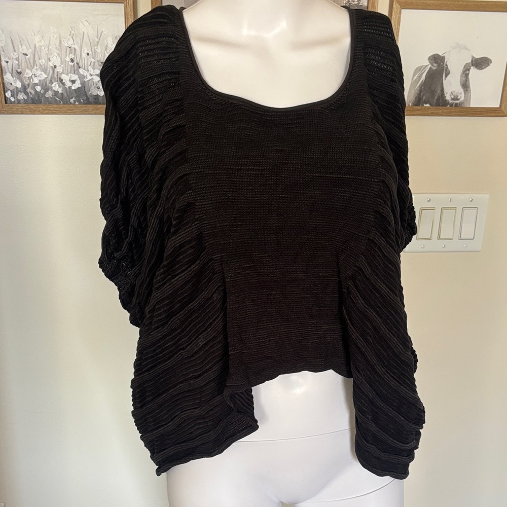 Eileen Fisher Black Fibbed Off The Shoulder Tee